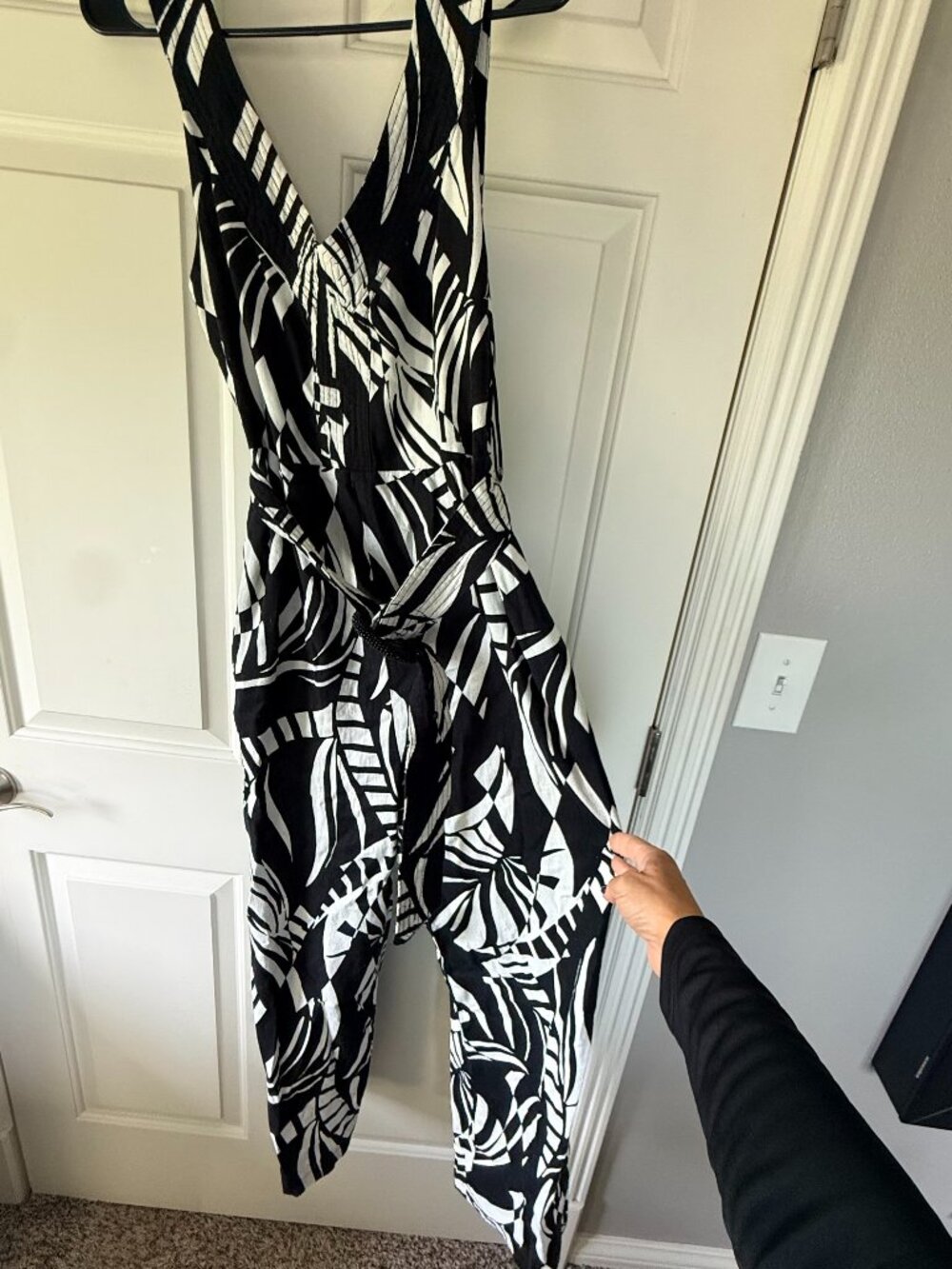 Tahari Black and White Jumpsuit with belt